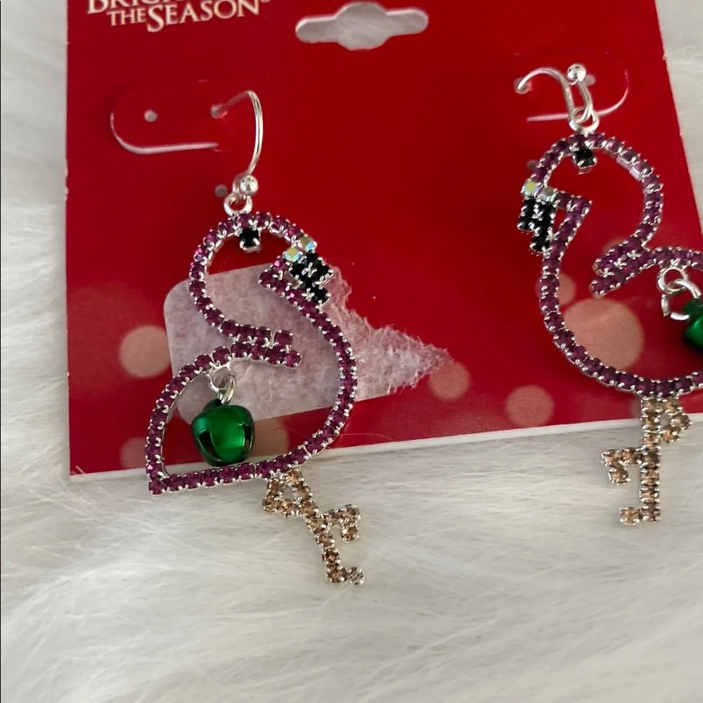 New Green and Gold Flamingo Earrings